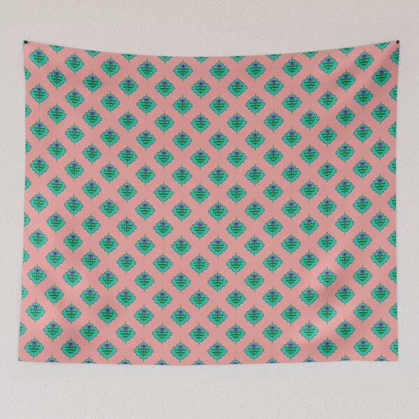 Item preview, Tiled Jaipur floral motif with Purple flower and Coral background and seamless repeating pattern  designed and sold by PCaleDesigns.