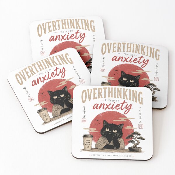 Item preview, Overthinking Fueled by Anxiety Cat designed and sold by ViralByDesign.