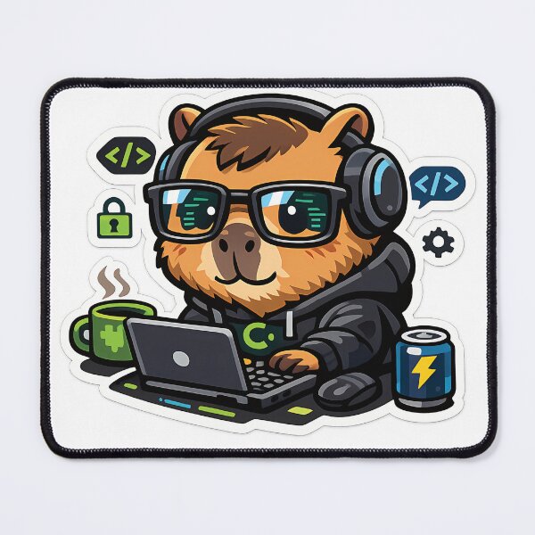 Item preview, Cute Capybara Programmer Coding On Laptop designed and sold by SancturShop.