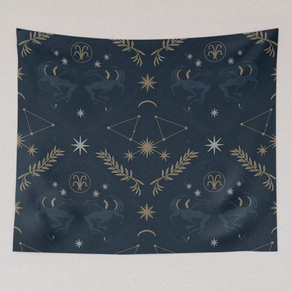 Item preview, Elegant Capricorn Zodiac Celestial Seamless Pattern – Navy & Gold Astrology designed and sold by Midnight Veil Designs.