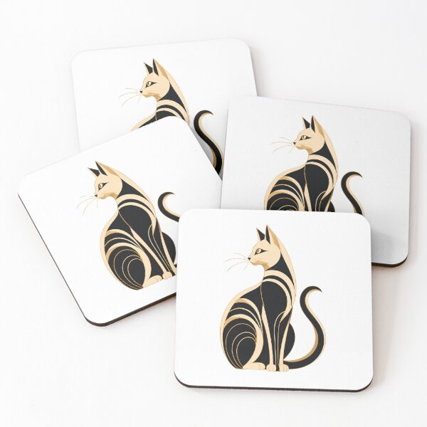 Item preview, Art Deco Siamese Cat Mascot designed and sold by Modern Mascot Archive.