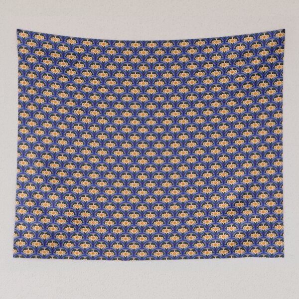 Item preview, Sunset Plumeria from Udaipur in Soft Orange and Blues and Scaled Seamless Repeating Pattern designed and sold by PCaleDesigns.