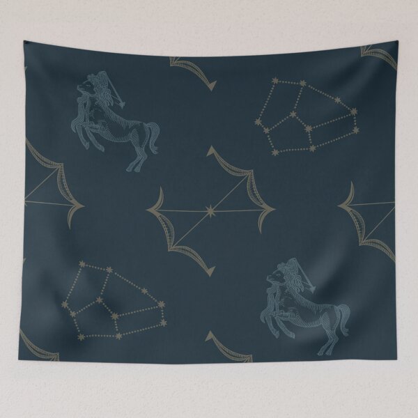 Item preview, Elegant Sagittarius Zodiac Constellation Seamless Pattern – Navy & Gold Astrology designed and sold by Midnight Veil Designs.