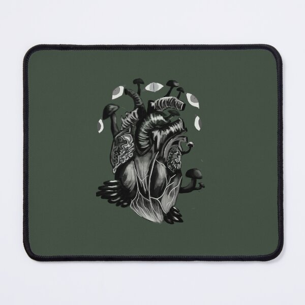 Item preview, anatomical heart covered in mushrooms designed and sold by Moth-Oak.