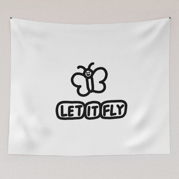 Item preview, Cute Butterfly Doodle, Let It Fly Positive Quote, Hand Drawn Whimsical Illustration designed and sold by DaisyRooDesign.