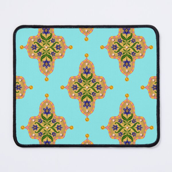 Item preview, Purple Iris Floral Tile Seamless Indian Inspired Pattern with Turquoise Background designed and sold by PCaleDesigns.