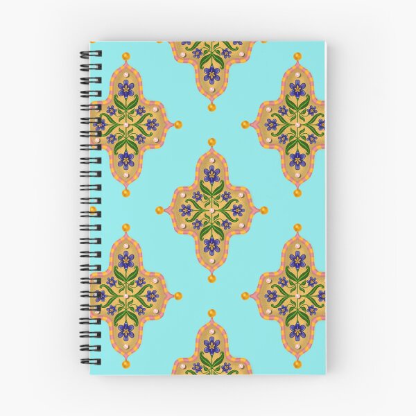 Item preview, Purple Iris Floral Tile Seamless Indian Inspired Pattern with Turquoise Background designed and sold by PCaleDesigns.