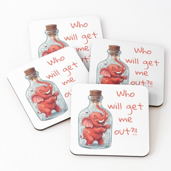 Item preview, Cute Red Elephant in a Bottle Funny Quote Art designed and sold by rich-moda.