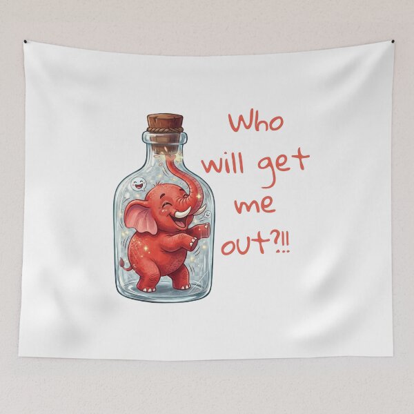 Item preview, Cute Red Elephant in a Bottle Funny Quote Art designed and sold by rich-moda.