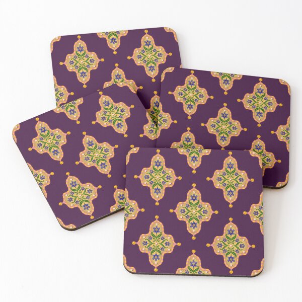 Item preview, Purple Iris Floral Tile Seamless Indian Inspired Pattern with Dark Purple Background designed and sold by PCaleDesigns.