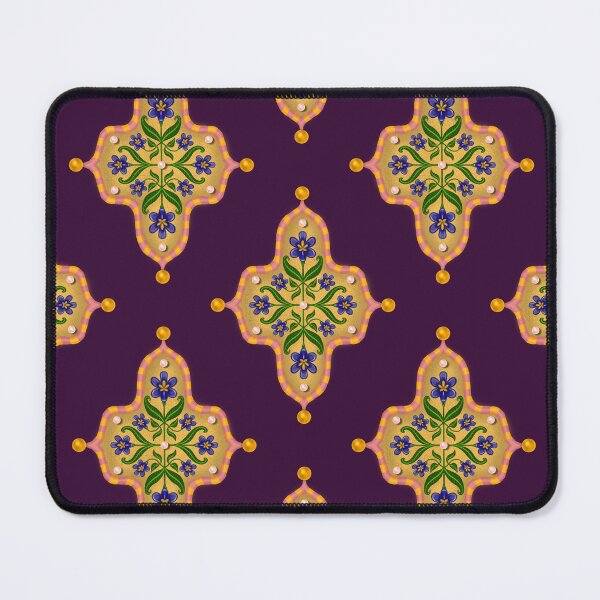 Item preview, Purple Iris Floral Tile Seamless Indian Inspired Pattern with Dark Purple Background designed and sold by PCaleDesigns.