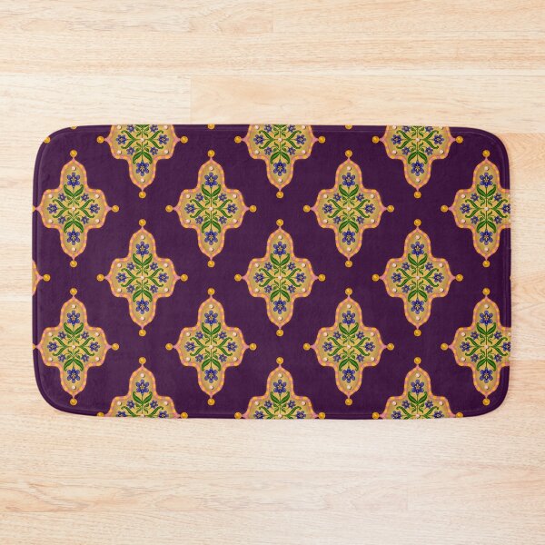 Item preview, Purple Iris Floral Tile Seamless Indian Inspired Pattern with Dark Purple Background designed and sold by PCaleDesigns.