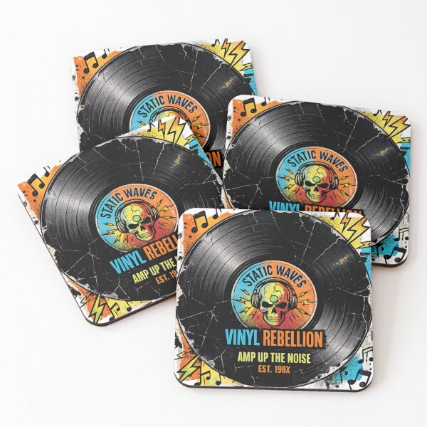Item preview, Cracked Vinyl Skull "Static Waves" Rock Music  designed and sold by Retro Rascals Co..
