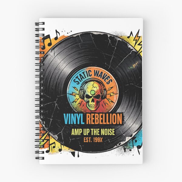 Item preview, Cracked Vinyl Skull "Static Waves" Rock Music  designed and sold by Retro Rascals Co..
