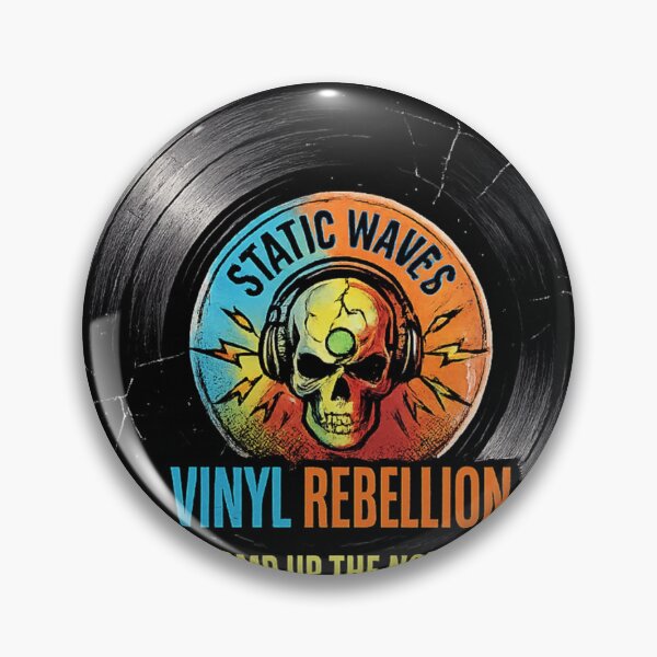 Item preview, Cracked Vinyl Skull "Static Waves" Rock Music  designed and sold by Retro Rascals Co..