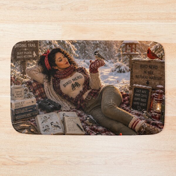 Item preview, Bird Nerd Pin-Up: Snow Day Birding designed and sold by Kimberly Palmer.