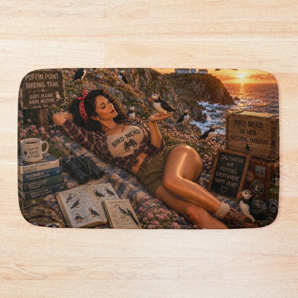 Item preview, Bird Nerd Pin-Up: Puffin Point Sunset designed and sold by Kimberly Palmer.