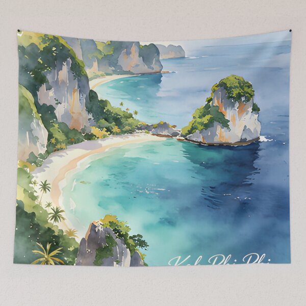Item preview, Koh Phi Phi - Watercolor Travel Art Thailand Coastal Wall Decor designed and sold by Spirit of Siam.