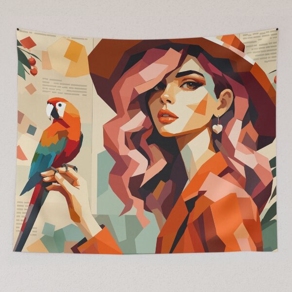 Item preview, Tropical Muse with Parrot – Bold Vector Woman Portrait designed and sold by ArtByBoya.