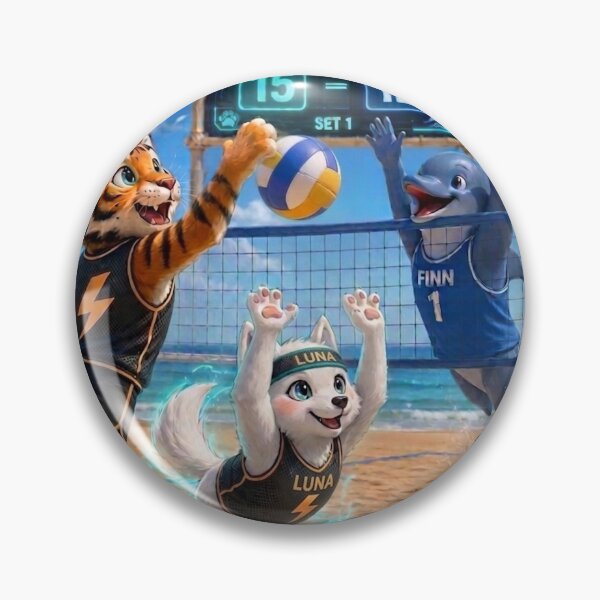 Item preview, Funny Tiger Wolf Beach Volleyball Sports Gift Cute Animal Team Game Art NeoTigLuna designed and sold by NeoTigLuna.
