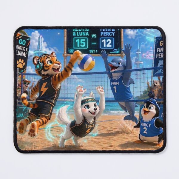 Item preview, Funny Tiger Wolf Beach Volleyball Sports Gift Cute Animal Team Game Art NeoTigLuna designed and sold by NeoTigLuna.