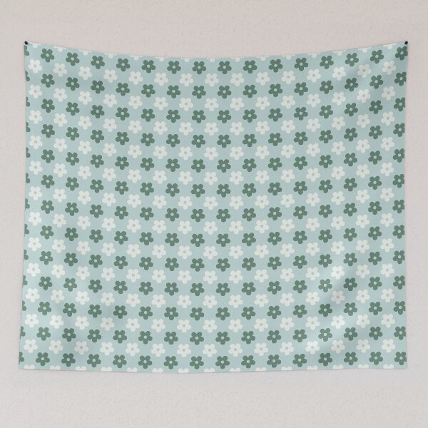 Item preview, Teal and White Retro Daisy Pattern | Aesthetic Teal Floral Gift for Her | Retro Daisy Decor | Minimalist Teal Floral Pattern | Cottagecore Room Decor | Soft Teal Daisy Pattern designed and sold by VivaFy.