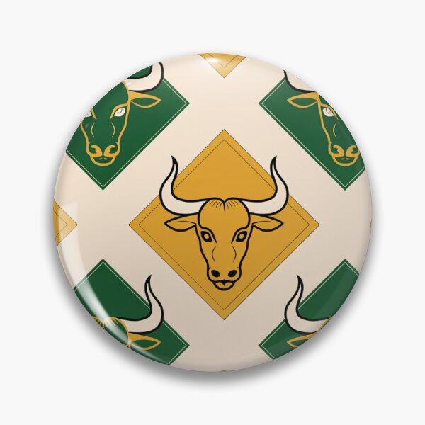 Item preview, Bold Taurus Zodiac Bull Seamless Pattern – Green & Gold Geometric designed and sold by Midnight Veil Designs.
