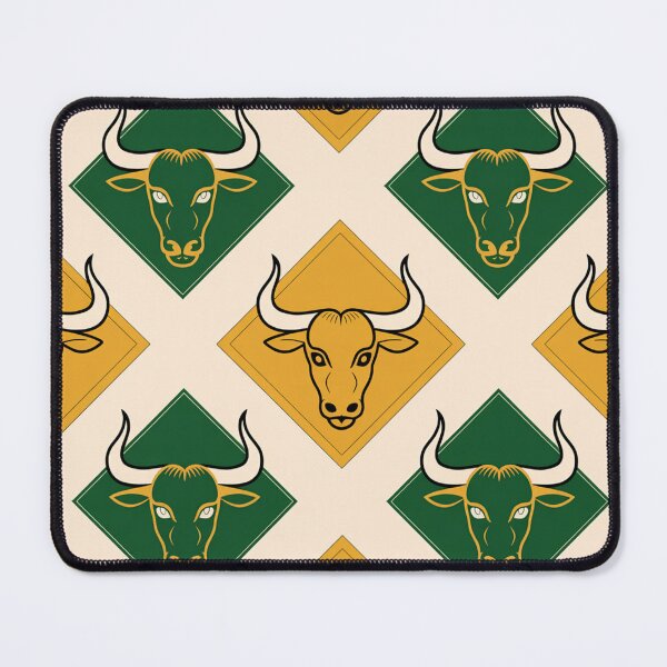 Item preview, Bold Taurus Zodiac Bull Seamless Pattern – Green & Gold Geometric designed and sold by Midnight Veil Designs.