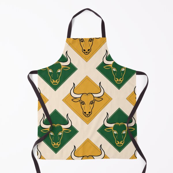 Item preview, Bold Taurus Zodiac Bull Seamless Pattern – Green & Gold Geometric designed and sold by Midnight Veil Designs.