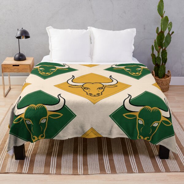 Item preview, Bold Taurus Zodiac Bull Seamless Pattern – Green & Gold Geometric designed and sold by Midnight Veil Designs.