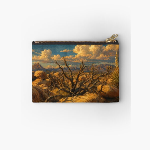 Item preview, Joshua Tree Desert at Golden Hour — Painterly Landscape with Mountain Range designed and sold by kornkobart.
