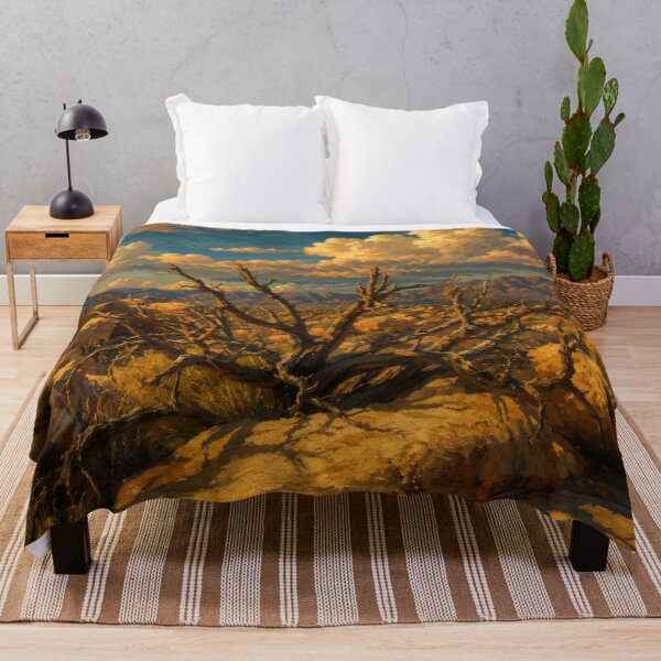 Item preview, Joshua Tree Desert at Golden Hour — Painterly Landscape with Mountain Range designed and sold by kornkobart.