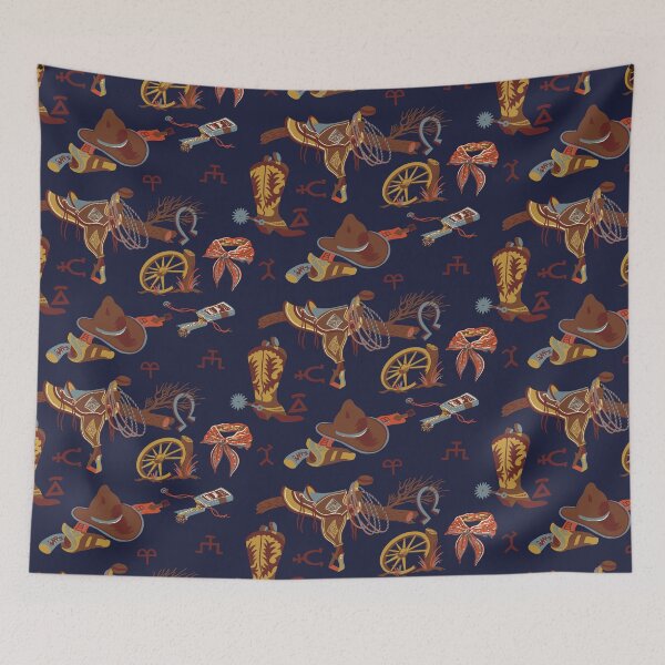 Item preview, Panhandle Slim Western Print in Blue designed and sold by Raqilu Designs.
