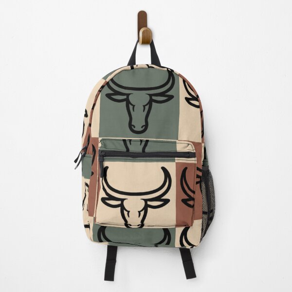 Item preview, Bold Taurus Bull Checkerboard Seamless Pattern – Earth Tones Geometric designed and sold by Midnight Veil Designs.