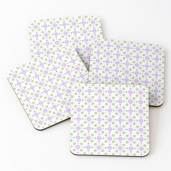 Item preview, Japanese Lilac Green and Purple Flowers Origami Inspired Pattern on White Background designed and sold by PCaleDesigns.