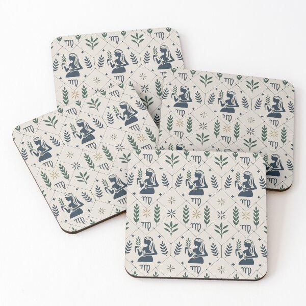 Item preview, Elegant Virgo Zodiac Botanical Seamless Pattern – Navy & Green Harvest designed and sold by Midnight Veil Designs.