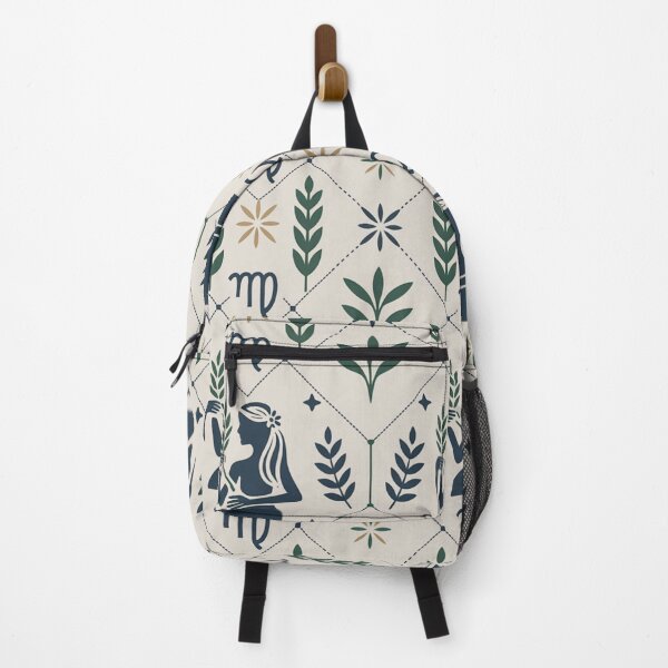 Item preview, Elegant Virgo Zodiac Botanical Seamless Pattern – Navy & Green Harvest designed and sold by Midnight Veil Designs.