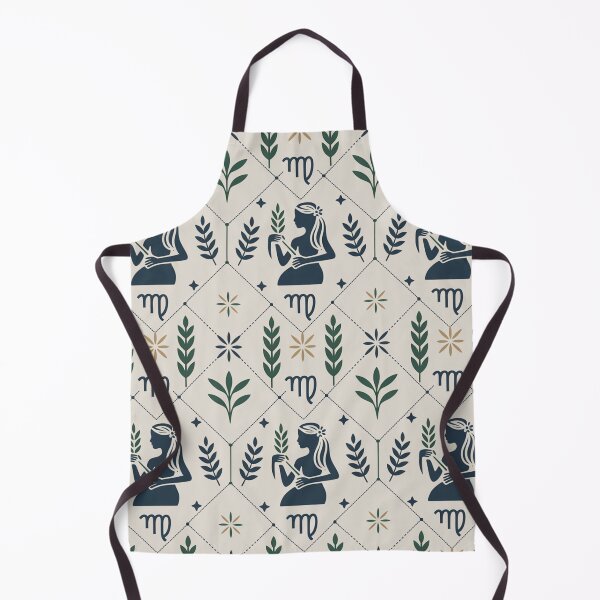 Item preview, Elegant Virgo Zodiac Botanical Seamless Pattern – Navy & Green Harvest designed and sold by Midnight Veil Designs.