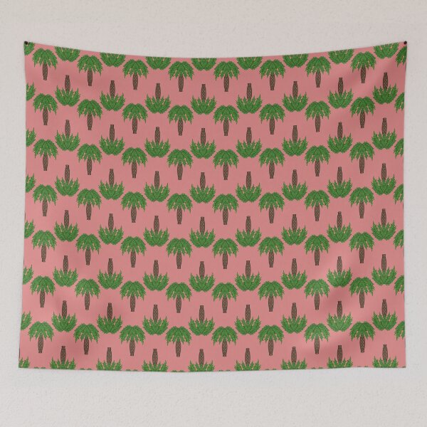 Item preview, Sandy Palm Trees with Bright Coral Background in Tropical Repeat Seamless Pattern designed and sold by PCaleDesigns.