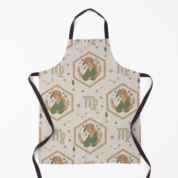 Item preview, Elegant Virgo Zodiac Hexagon Seamless Pattern – Green & Gold Astrology designed and sold by Midnight Veil Designs.