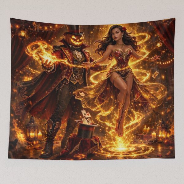 Item preview, Headless Horseman Fire Illusionist – Magic Show Fantasy Halloween Art designed and sold by TheHorsemanRidesAgain.