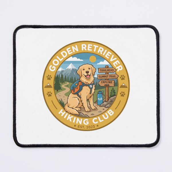 Item preview, Golden Retriever Hiking Club Mountain Trail Wilderness designed and sold by PictoVibe.