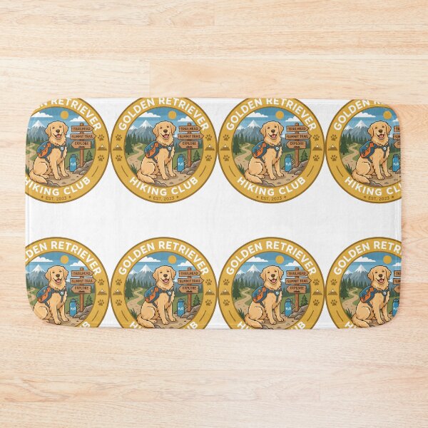 Item preview, Golden Retriever Hiking Club Mountain Trail Wilderness designed and sold by PictoVibe.