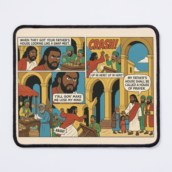 Item preview, Y'all Gon' Make Me Lose My Mind – Jesus Cleansing Temple Funny Hip Hop Christian Comic designed and sold by ICANTWithoutCOFFEE.