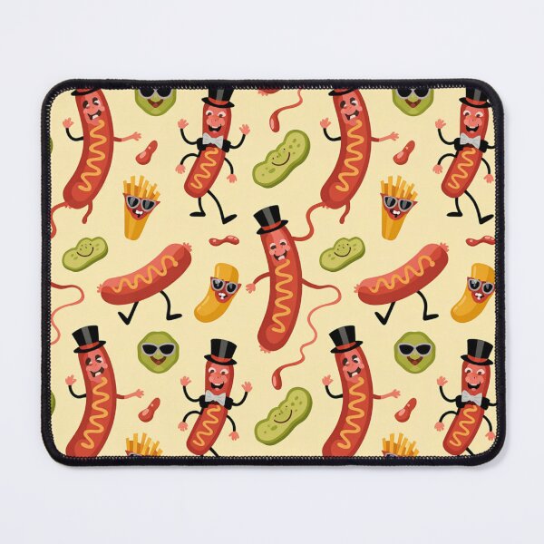 Item preview, Whimsical Dancing Hot Dogs Seamless Pattern – Fun Food Party Vibes designed and sold by Midnight Veil Designs.