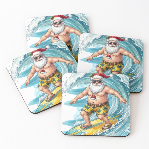 Item preview, Surfing Santa Claus Christmas in July designed and sold by VibranPalette.