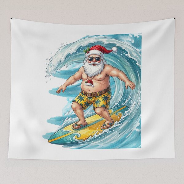 Item preview, Surfing Santa Claus Christmas in July designed and sold by VibranPalette.