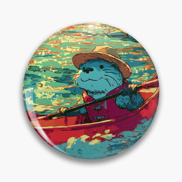Item preview, Cool Otter Paddling Red Kayak Autumn Forest Comic Art designed and sold by UhuCriei .