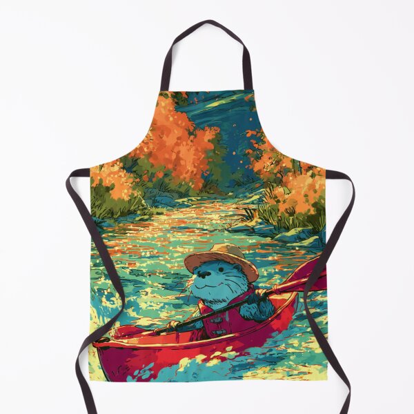 Item preview, Cool Otter Paddling Red Kayak Autumn Forest Comic Art designed and sold by UhuCriei .