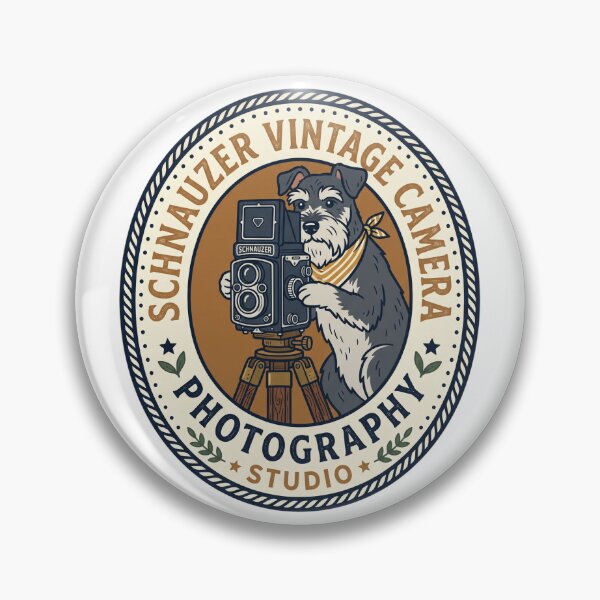 Item preview, Schnauzer Vintage Camera Photography Retro Tripod Studio designed and sold by PictoVibe.